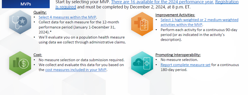 Basic information for each reporting category in MVPs